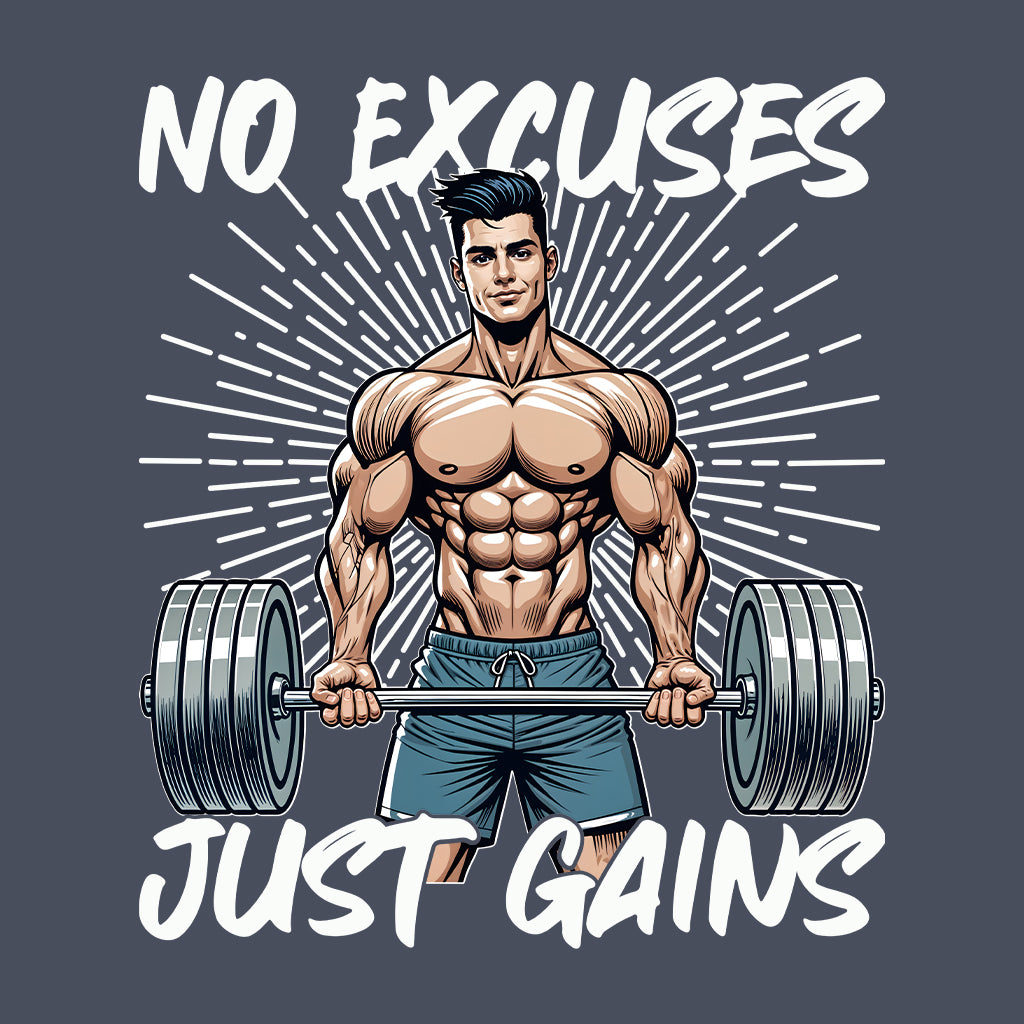 No Excuses Just Gains Gym Fitness Fanatics Muscle Building | PRODUCT CODE: NEXUSGMYFTBD