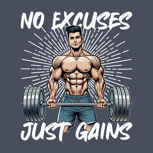 No Excuses Just Gains Gym Fitness Fanatics Muscle Building | PRODUCT CODE: NEXUSGMYFTBD