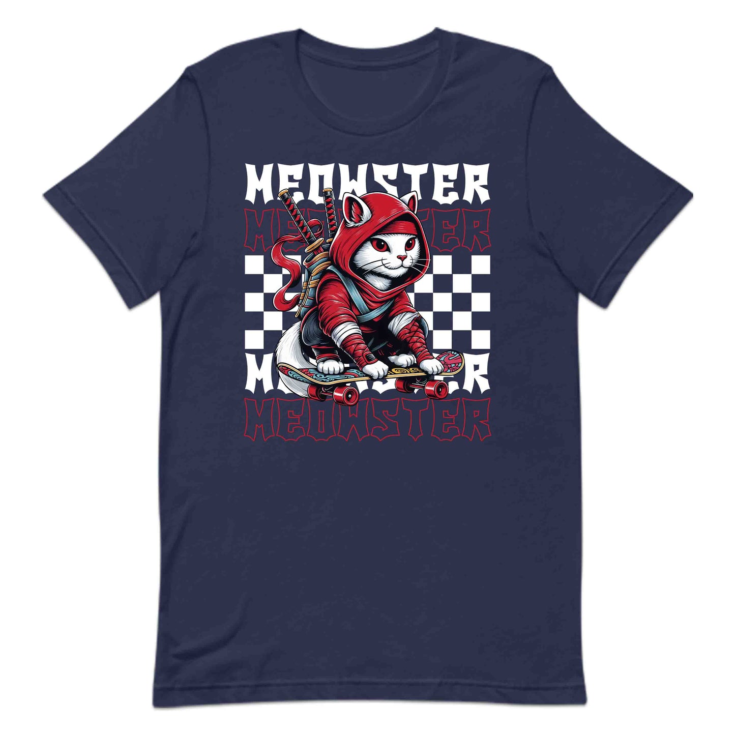 Ninja Cat Skateboard Funny Meowster Skater Cat with Ninja Swords | PRODUCT CODE: NJCTSKBRDOM