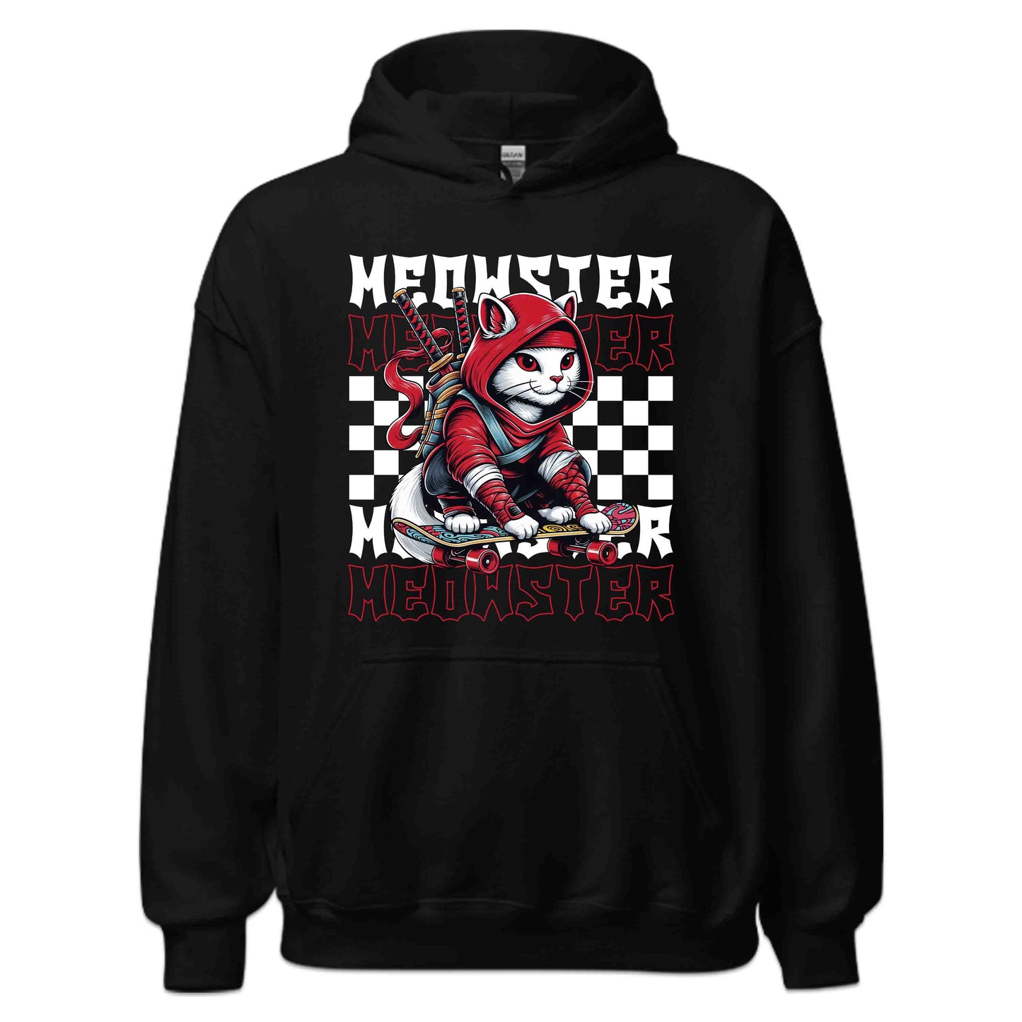 Ninja Cat Skateboard Funny Meowster Skater Cat with Ninja Swords | PRODUCT CODE: NJCTSKBRDOM