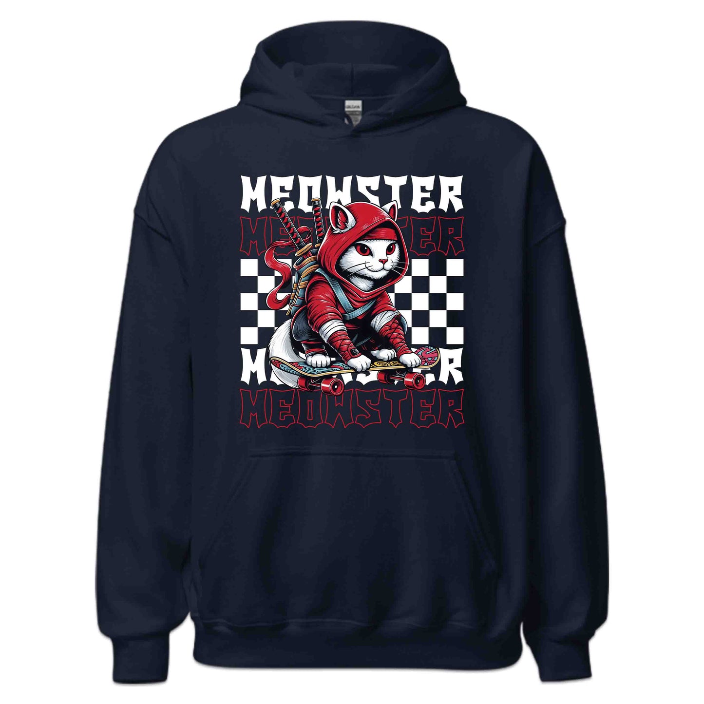 Ninja Cat Skateboard Funny Meowster Skater Cat with Ninja Swords | PRODUCT CODE: NJCTSKBRDOM