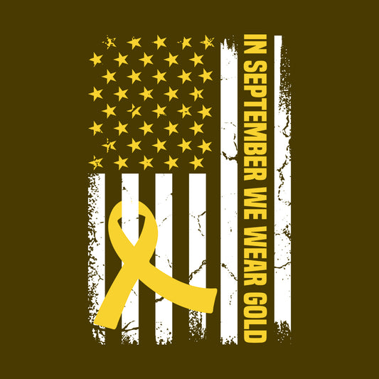 Childhood Cancer Awareness In September We Wear Gold USA Flag | PRODUCT CODE: NSPTMBWRG