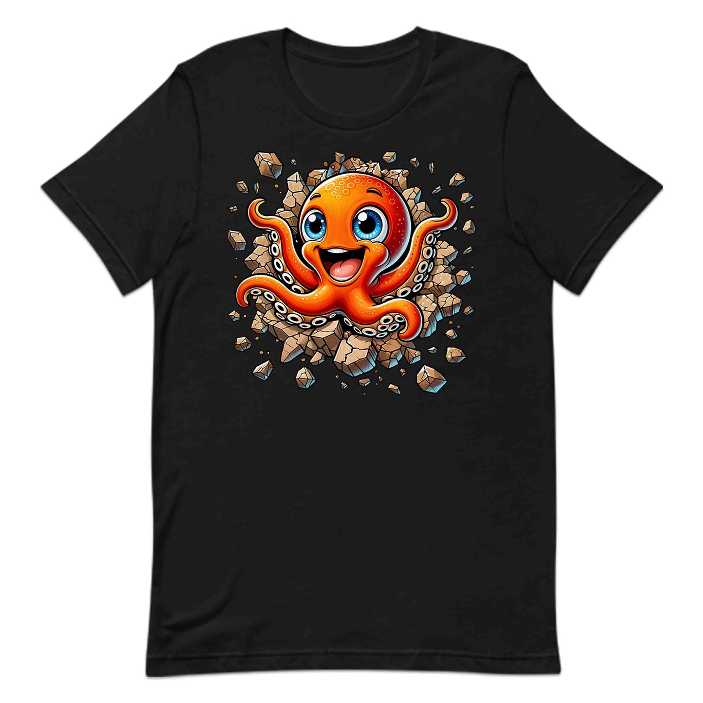 3D Realistic Cartoon Octopus Crashing Through Rock | PRODUCT CODE: OCTPSUBRKNGW