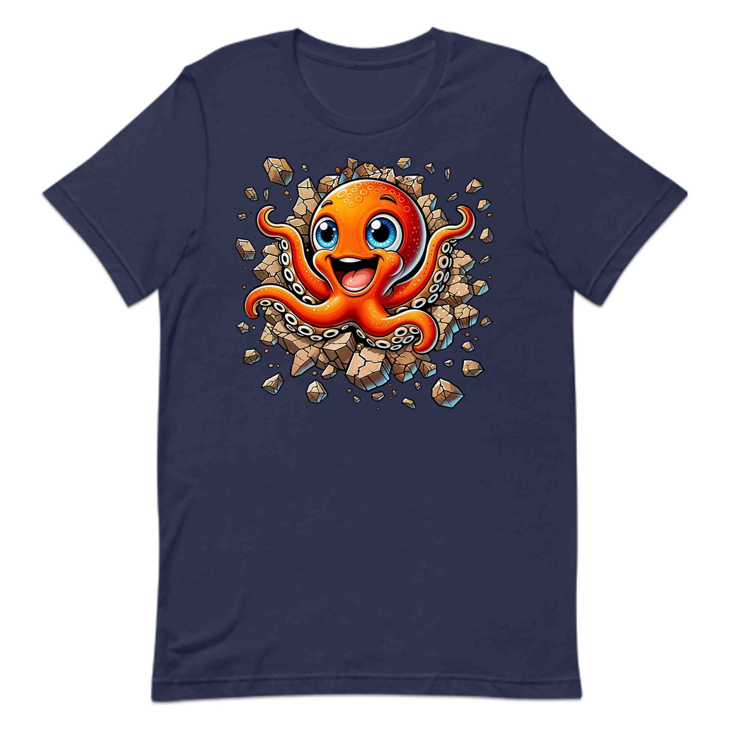 3D Realistic Cartoon Octopus Crashing Through Rock | PRODUCT CODE: OCTPSUBRKNGW