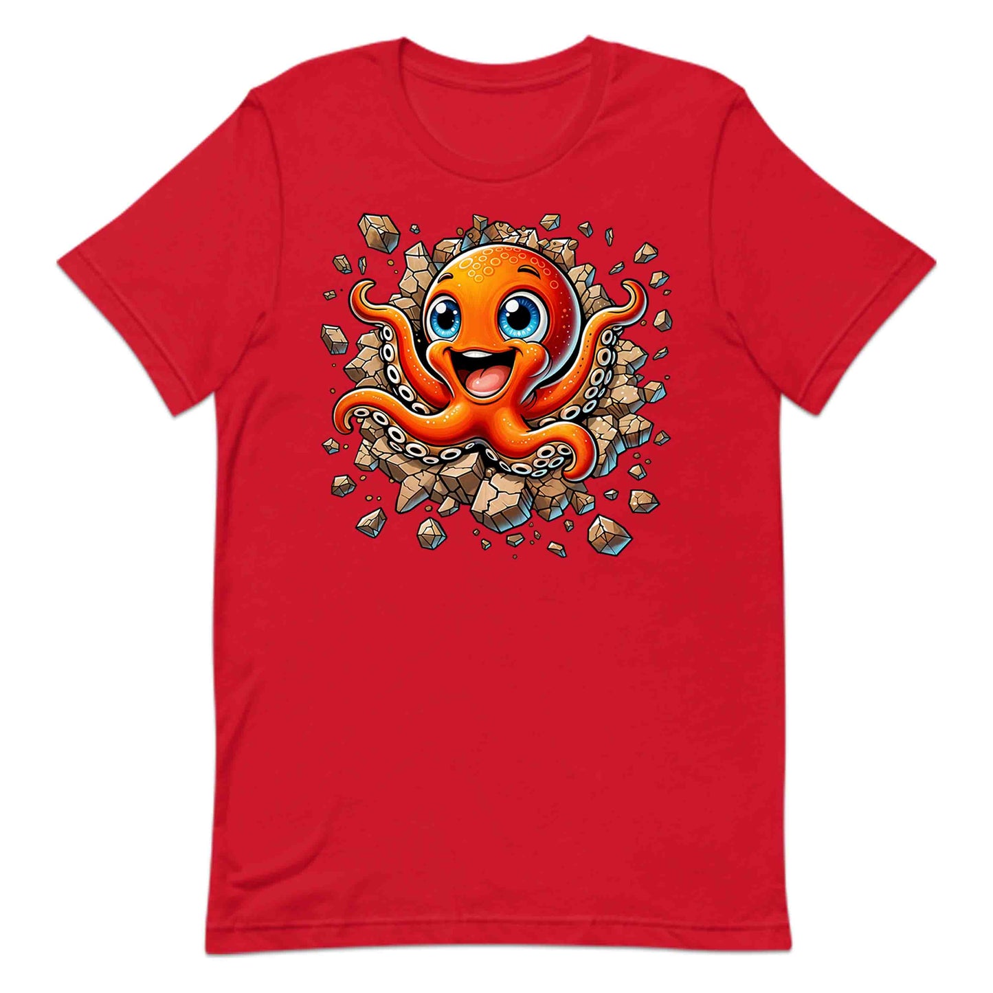 3D Realistic Cartoon Octopus Crashing Through Rock | PRODUCT CODE: OCTPSUBRKNGW
