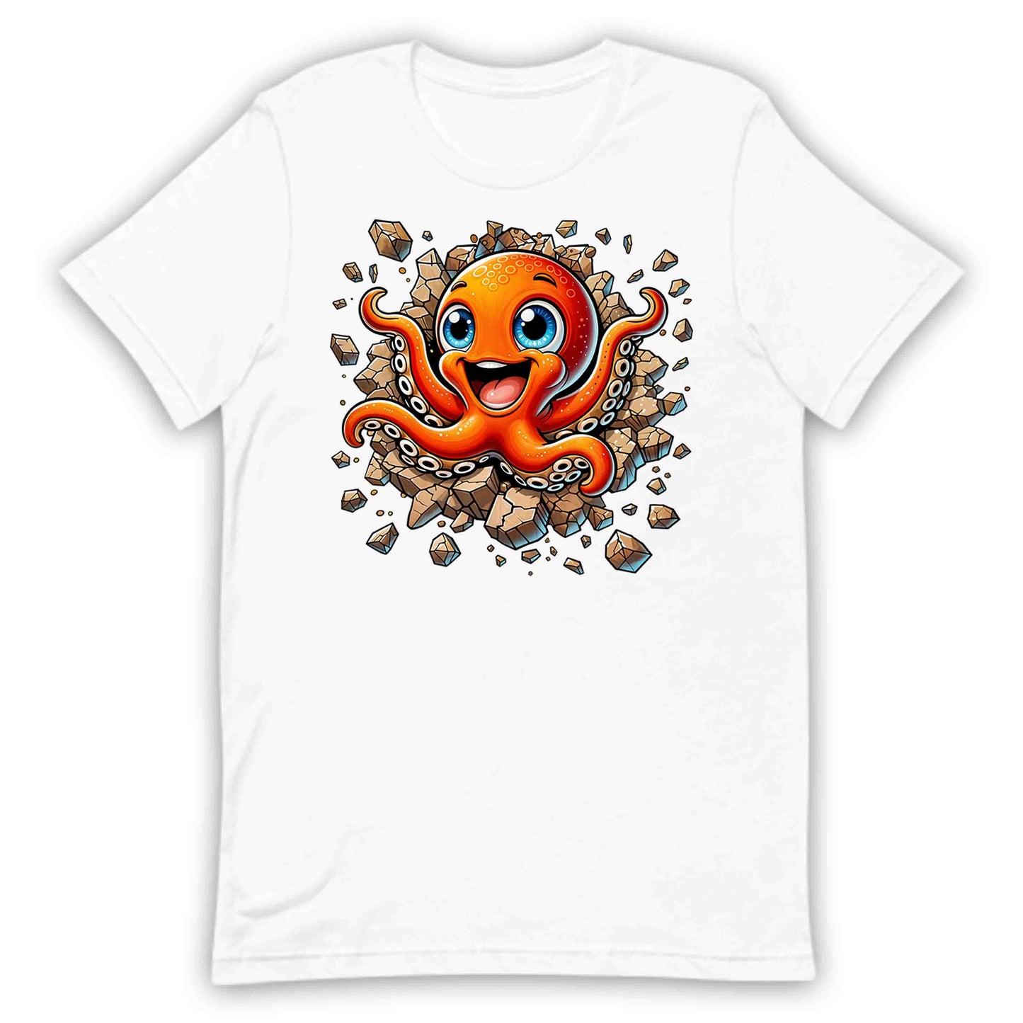 3D Realistic Cartoon Octopus Crashing Through Rock | PRODUCT CODE: OCTPSUBRKNGW