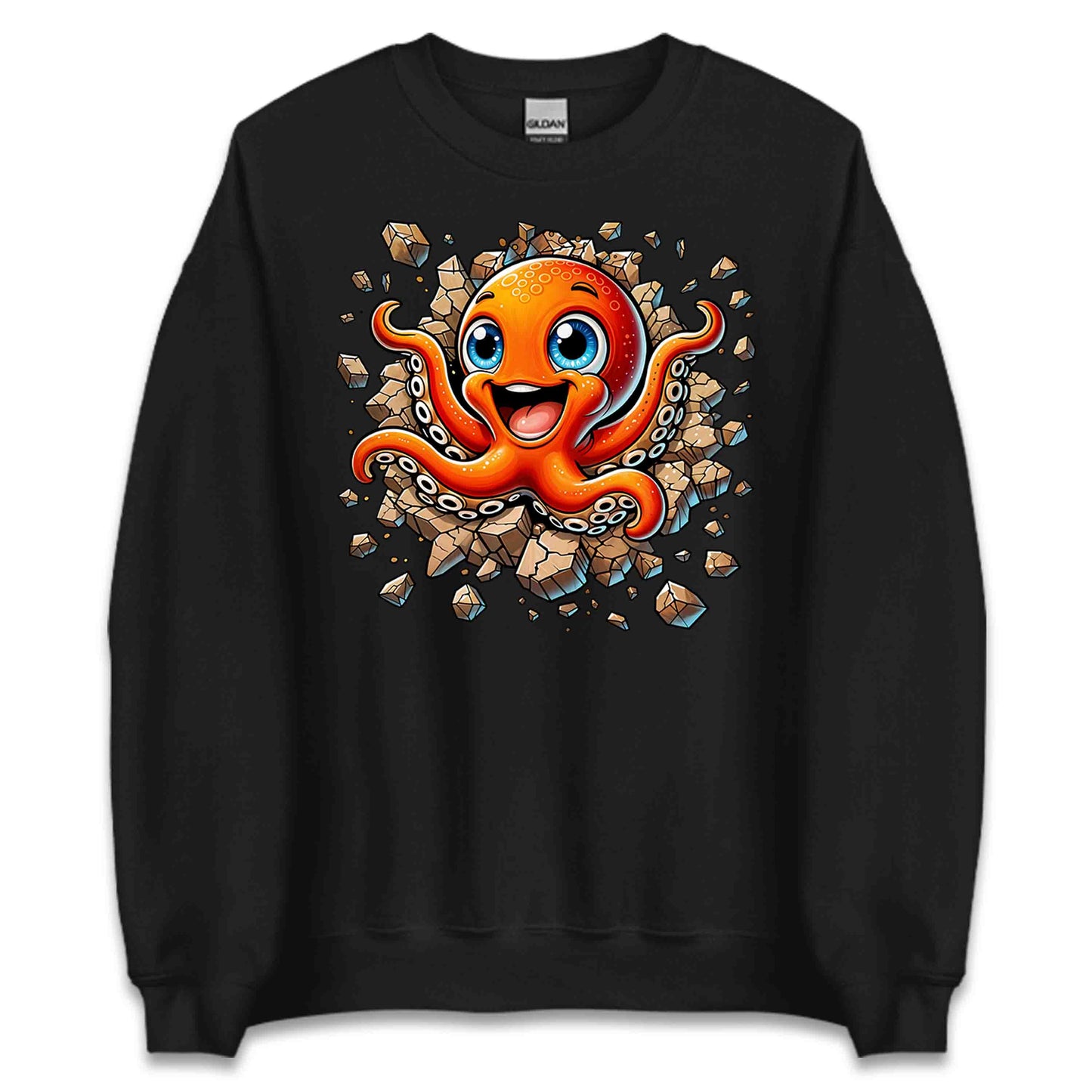 3D Realistic Cartoon Octopus Crashing Through Rock | PRODUCT CODE: OCTPSUBRKNGW