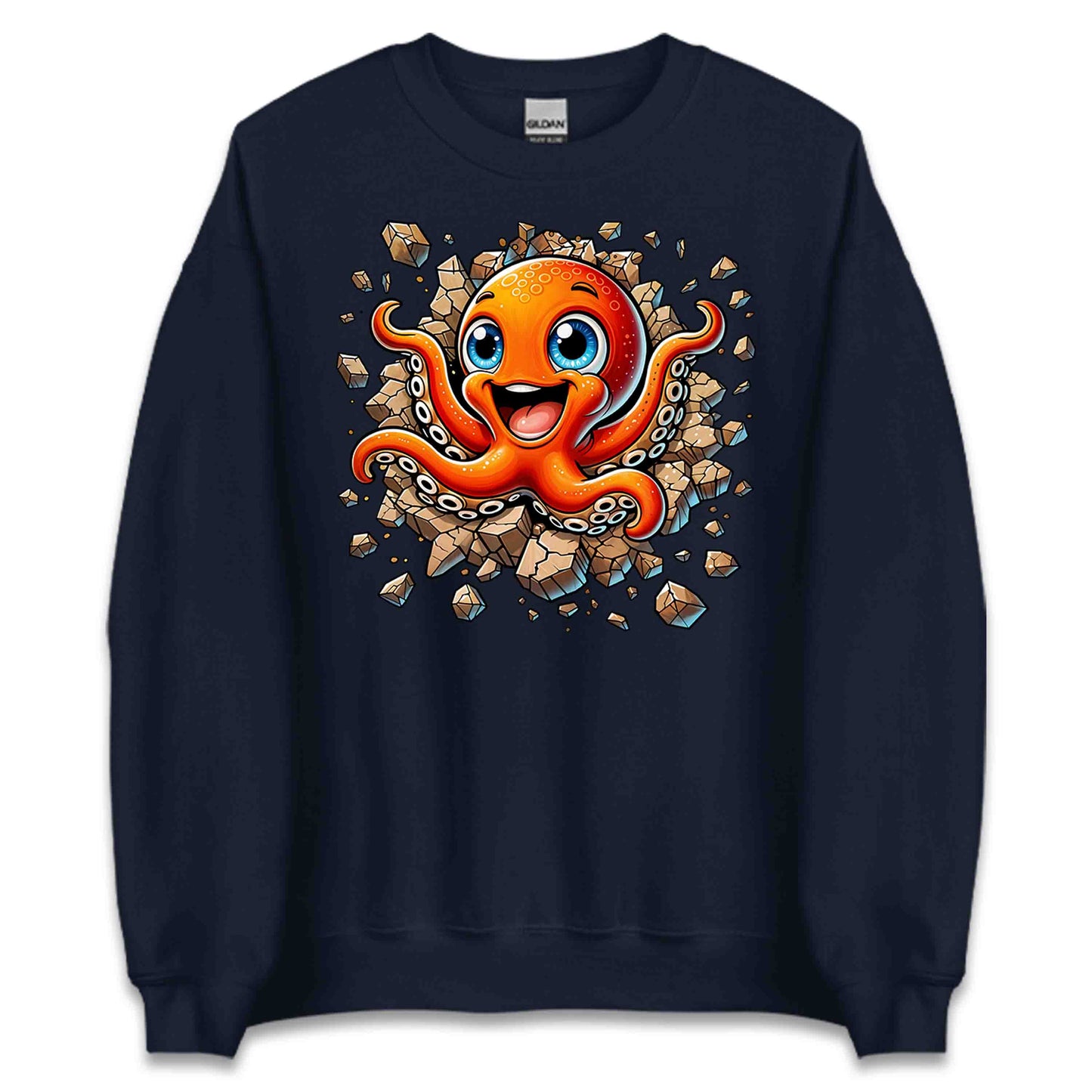 3D Realistic Cartoon Octopus Crashing Through Rock | PRODUCT CODE: OCTPSUBRKNGW