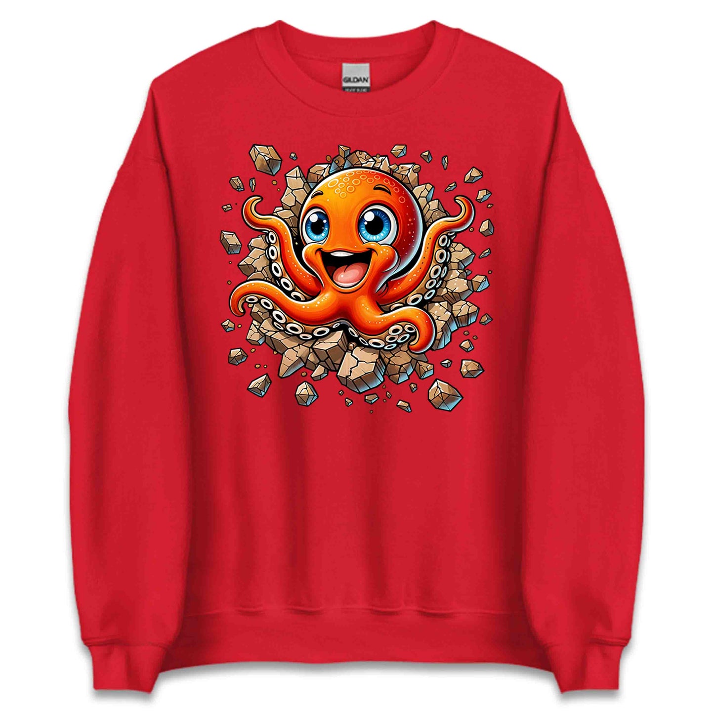 3D Realistic Cartoon Octopus Crashing Through Rock | PRODUCT CODE: OCTPSUBRKNGW