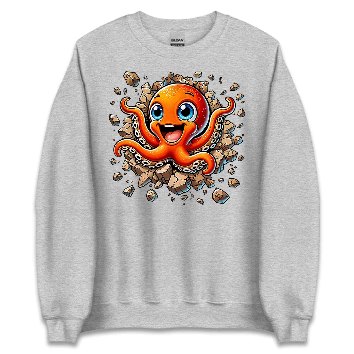 3D Realistic Cartoon Octopus Crashing Through Rock | PRODUCT CODE: OCTPSUBRKNGW