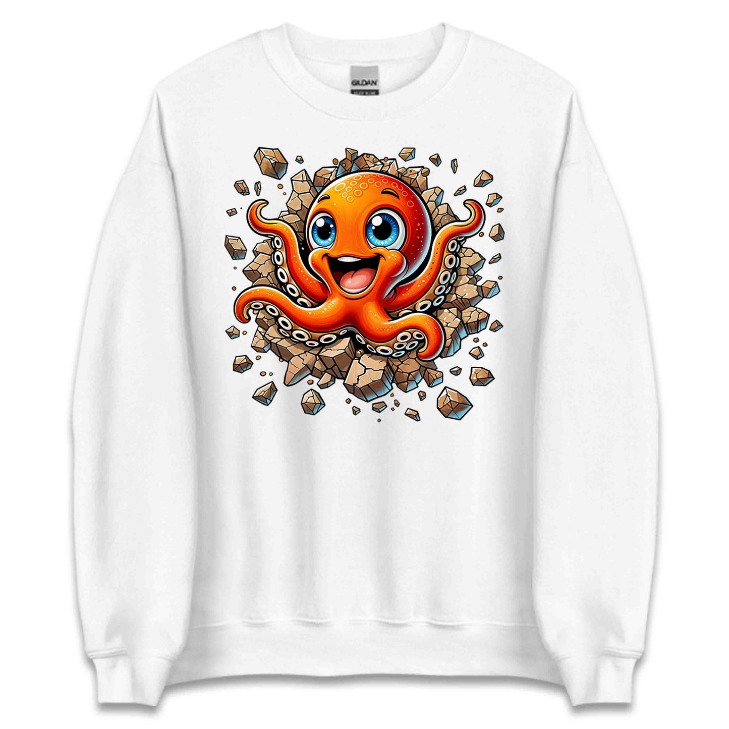 3D Realistic Cartoon Octopus Crashing Through Rock | PRODUCT CODE: OCTPSUBRKNGW