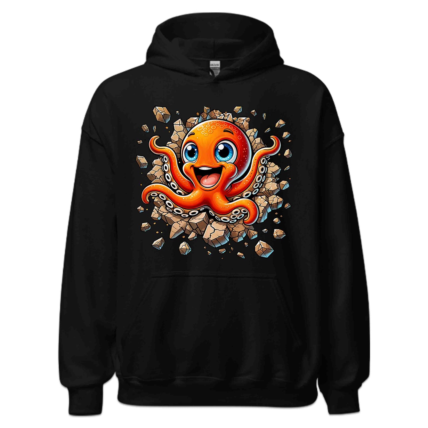 3D Realistic Cartoon Octopus Crashing Through Rock | PRODUCT CODE: OCTPSUBRKNGW
