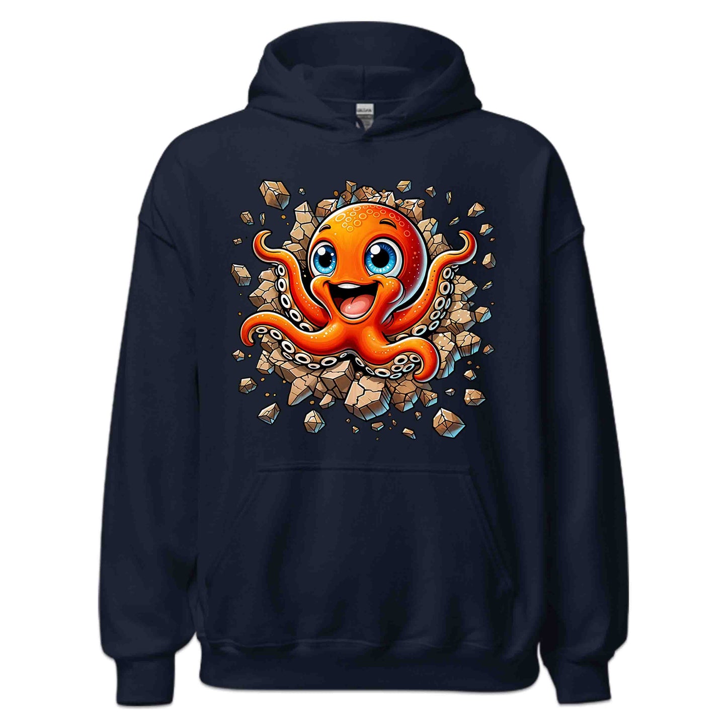 3D Realistic Cartoon Octopus Crashing Through Rock | PRODUCT CODE: OCTPSUBRKNGW