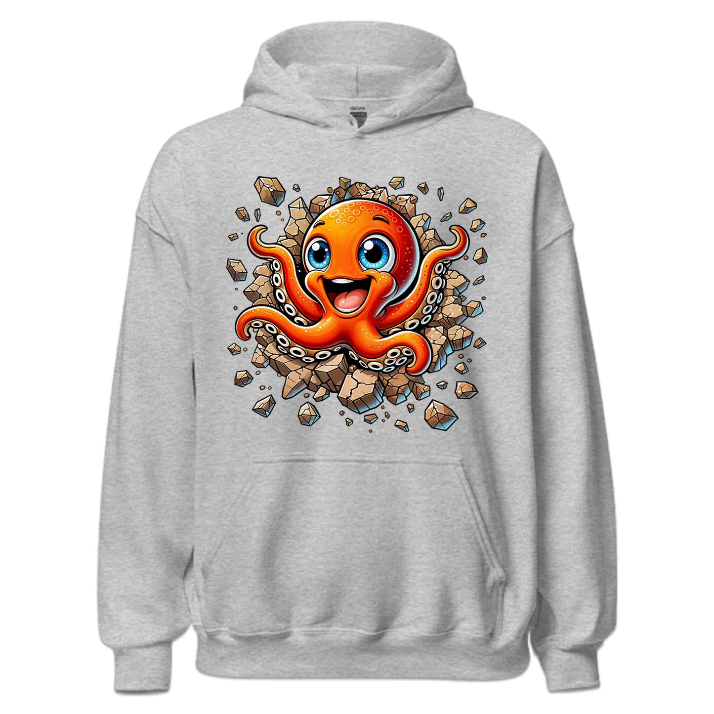 3D Realistic Cartoon Octopus Crashing Through Rock | PRODUCT CODE: OCTPSUBRKNGW
