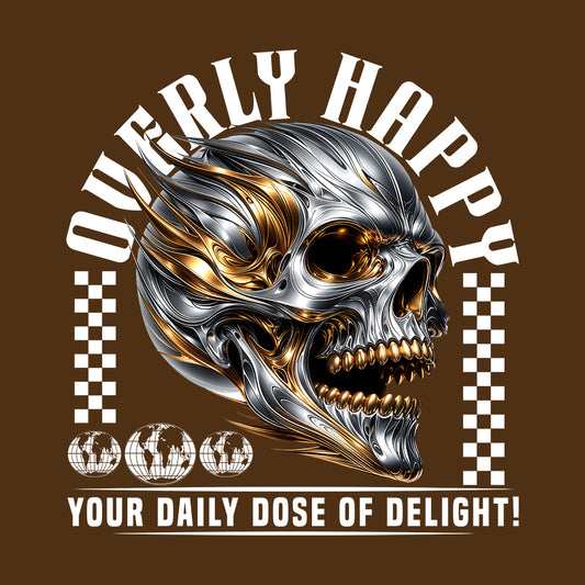 Overly Happy Skull Stunning Chrome & Gold Skull | PRODUCT CODE: OVRHPYSKLUCHM