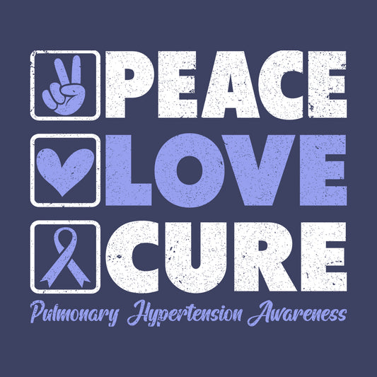 Pulmonary Hypertension Awareness Peace Love Cure | PRODUCT CODE: PCELVOURCE