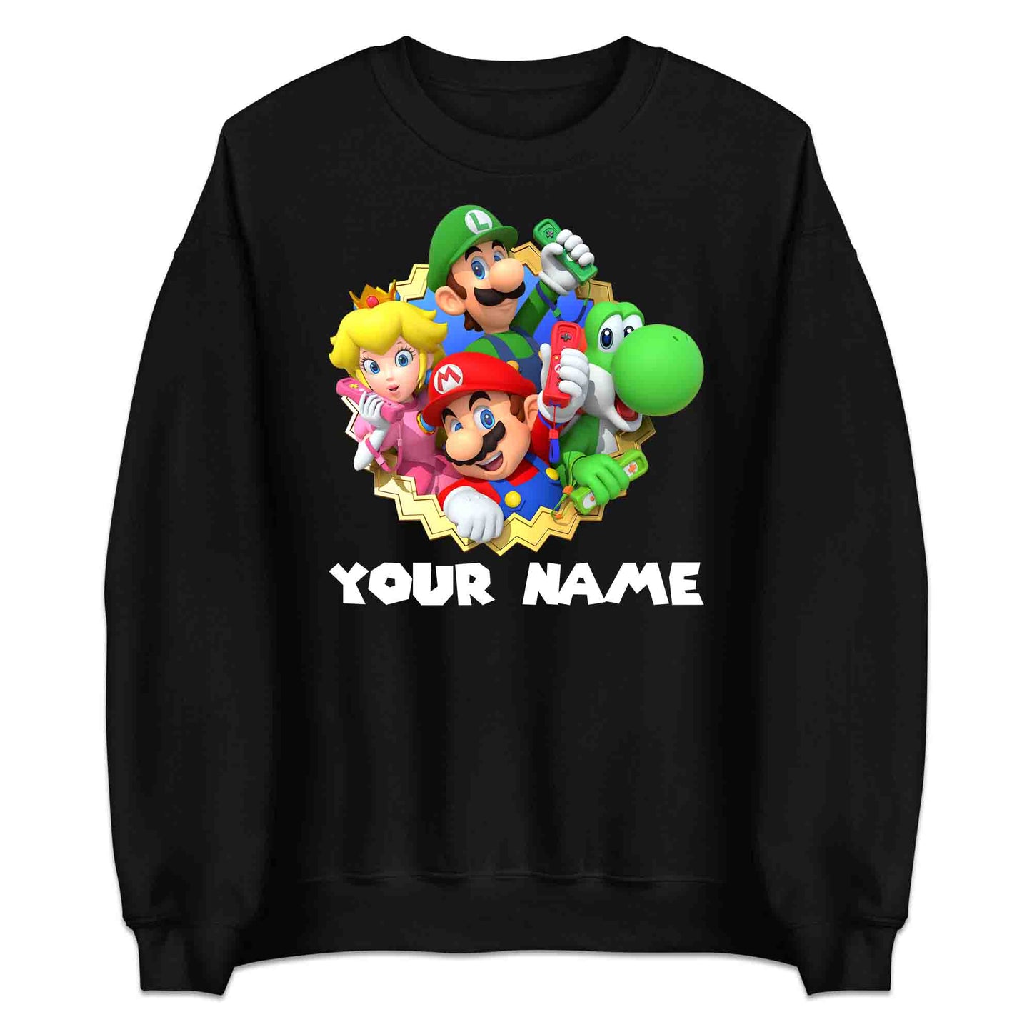 Personalised Super Mario Bros T-Shirt | Nintendo Gamer Jumper | Mario, Luigi, Yoshi, Bowser & Toad Hoodie | PRODUCT CODE: PER-CBNVSDUIER