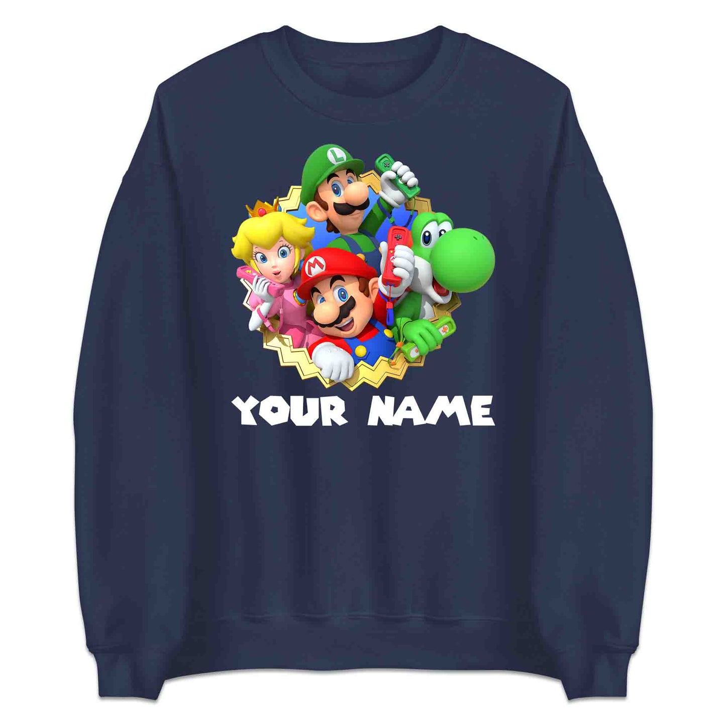 Personalised Super Mario Bros T-Shirt | Nintendo Gamer Jumper | Mario, Luigi, Yoshi, Bowser & Toad Hoodie | PRODUCT CODE: PER-CBNVSDUIER