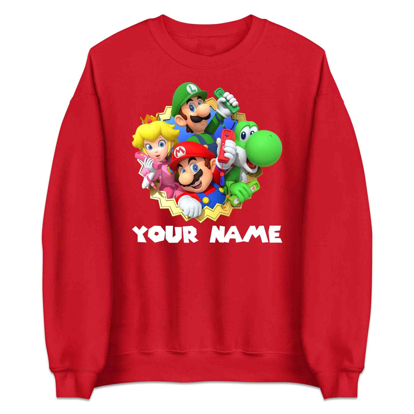 Personalised Super Mario Bros T-Shirt | Nintendo Gamer Jumper | Mario, Luigi, Yoshi, Bowser & Toad Hoodie | PRODUCT CODE: PER-CBNVSDUIER