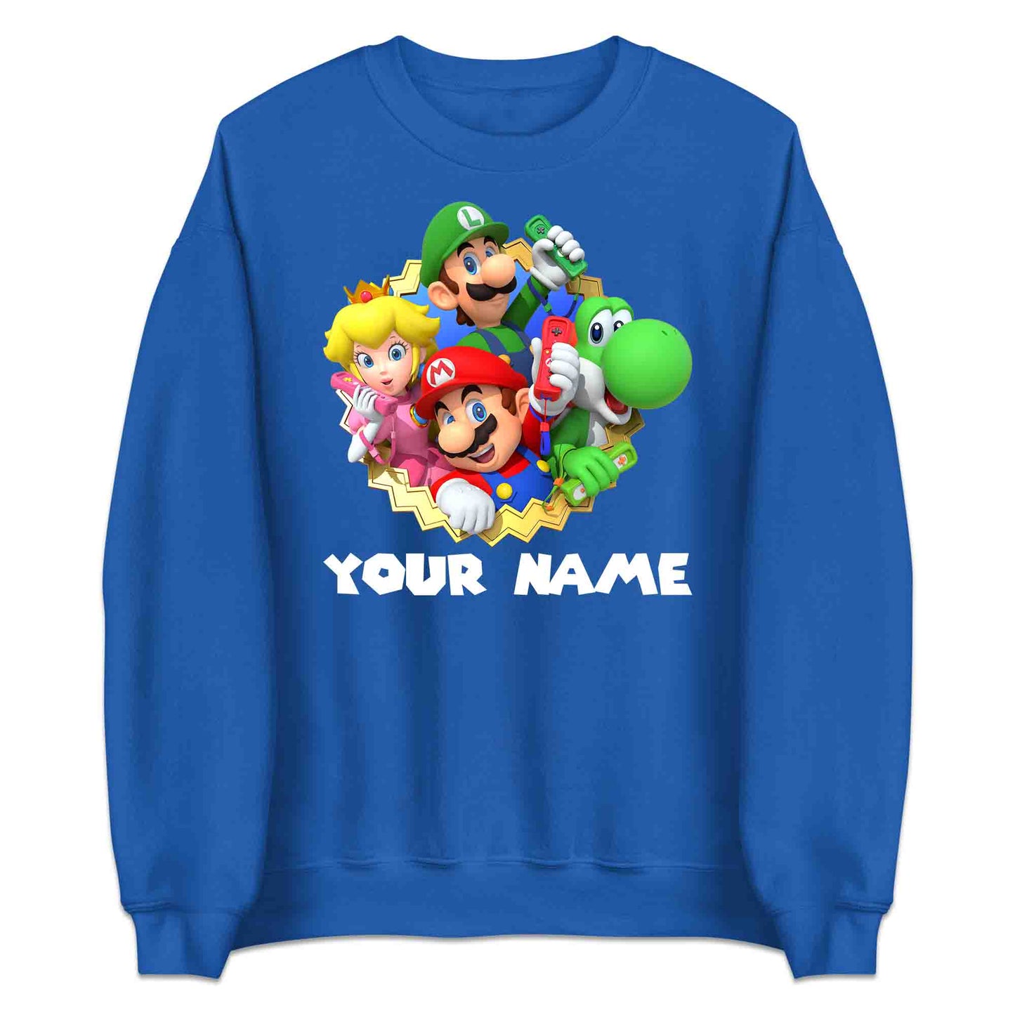 Personalised Super Mario Bros T-Shirt | Nintendo Gamer Jumper | Mario, Luigi, Yoshi, Bowser & Toad Hoodie | PRODUCT CODE: PER-CBNVSDUIER