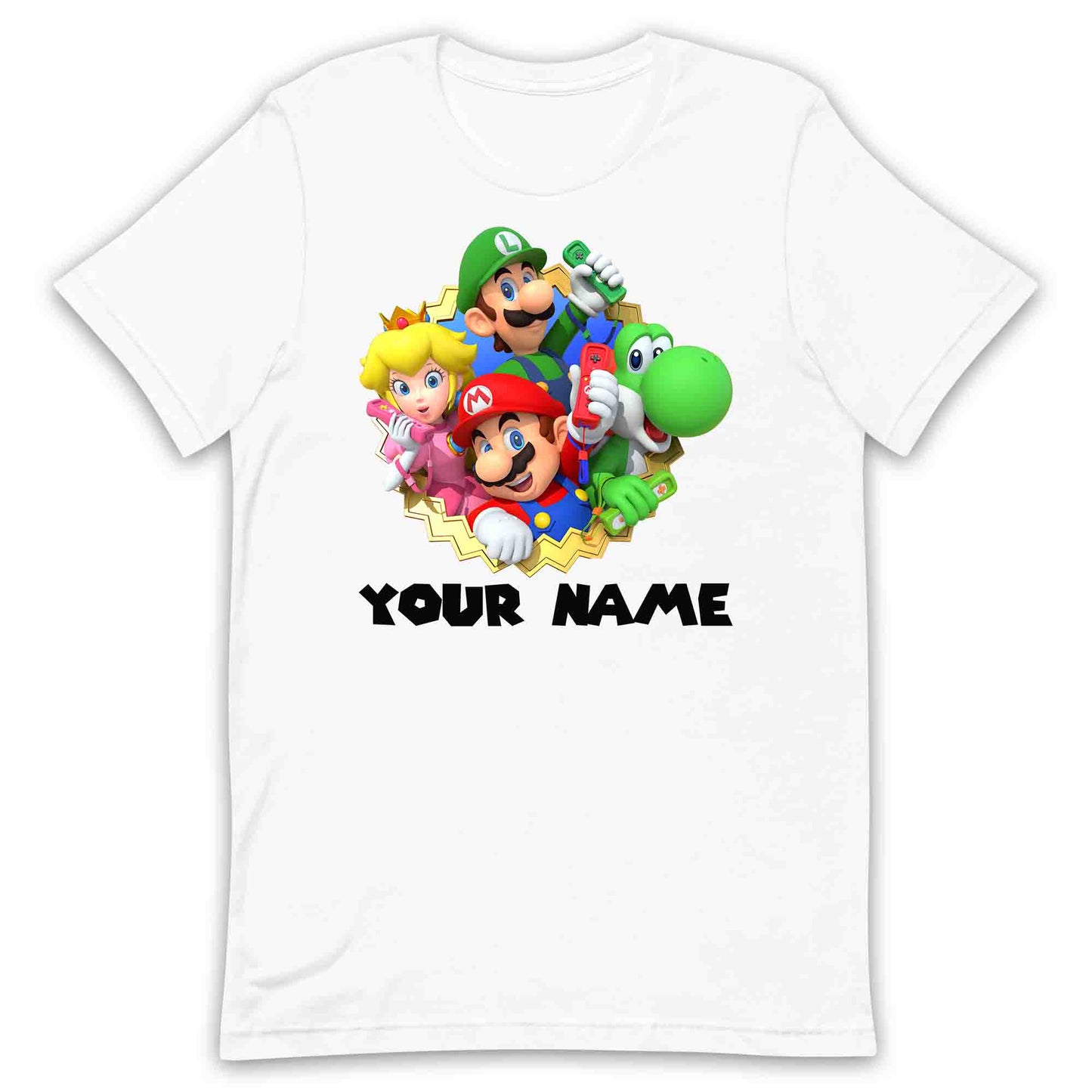 Personalised Super Mario Bros T-Shirt | Nintendo Gamer Jumper | Mario, Luigi, Yoshi, Bowser & Toad Hoodie | PRODUCT CODE: PER-CBNVSDUIER