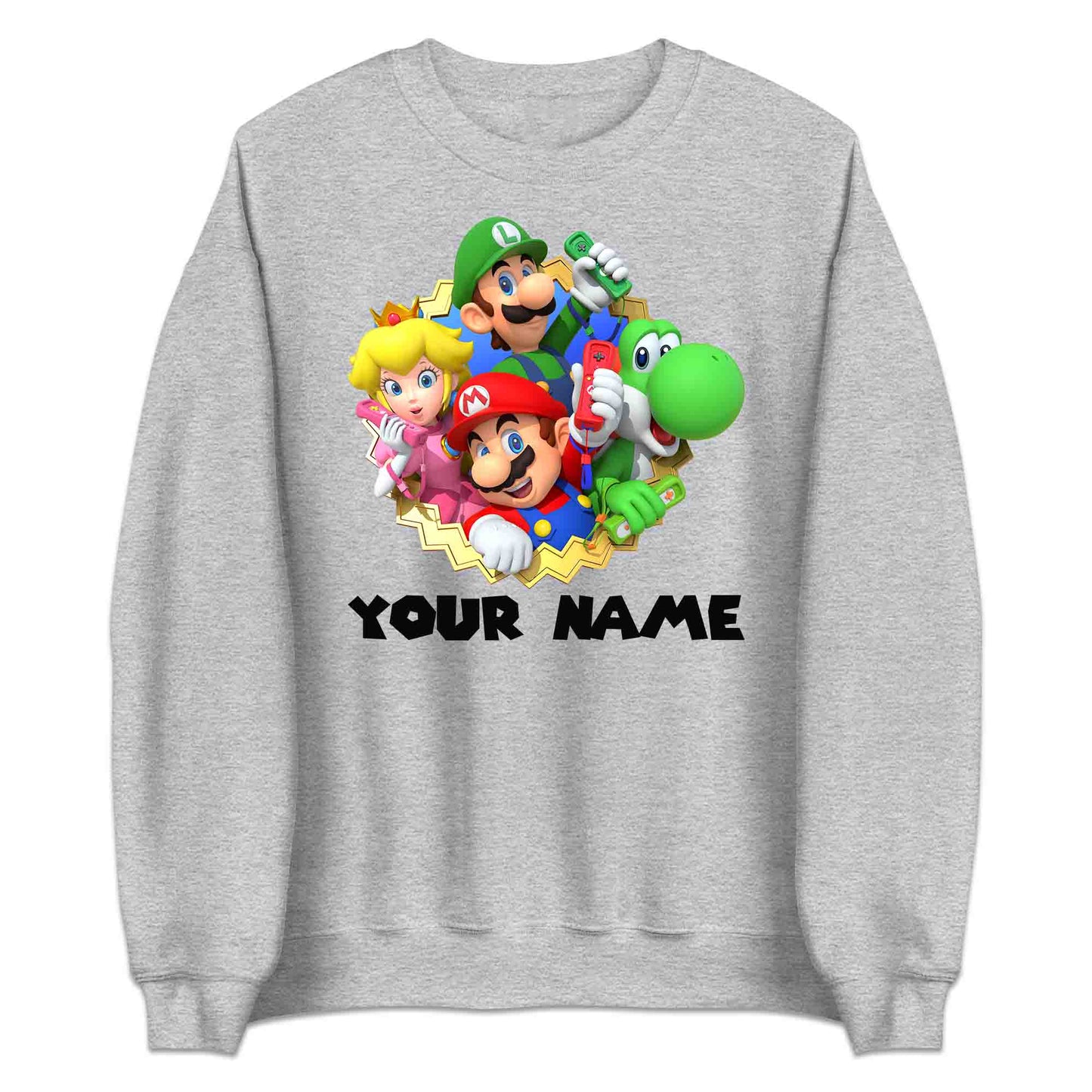 Personalised Super Mario Bros T-Shirt | Nintendo Gamer Jumper | Mario, Luigi, Yoshi, Bowser & Toad Hoodie | PRODUCT CODE: PER-CBNVSDUIER