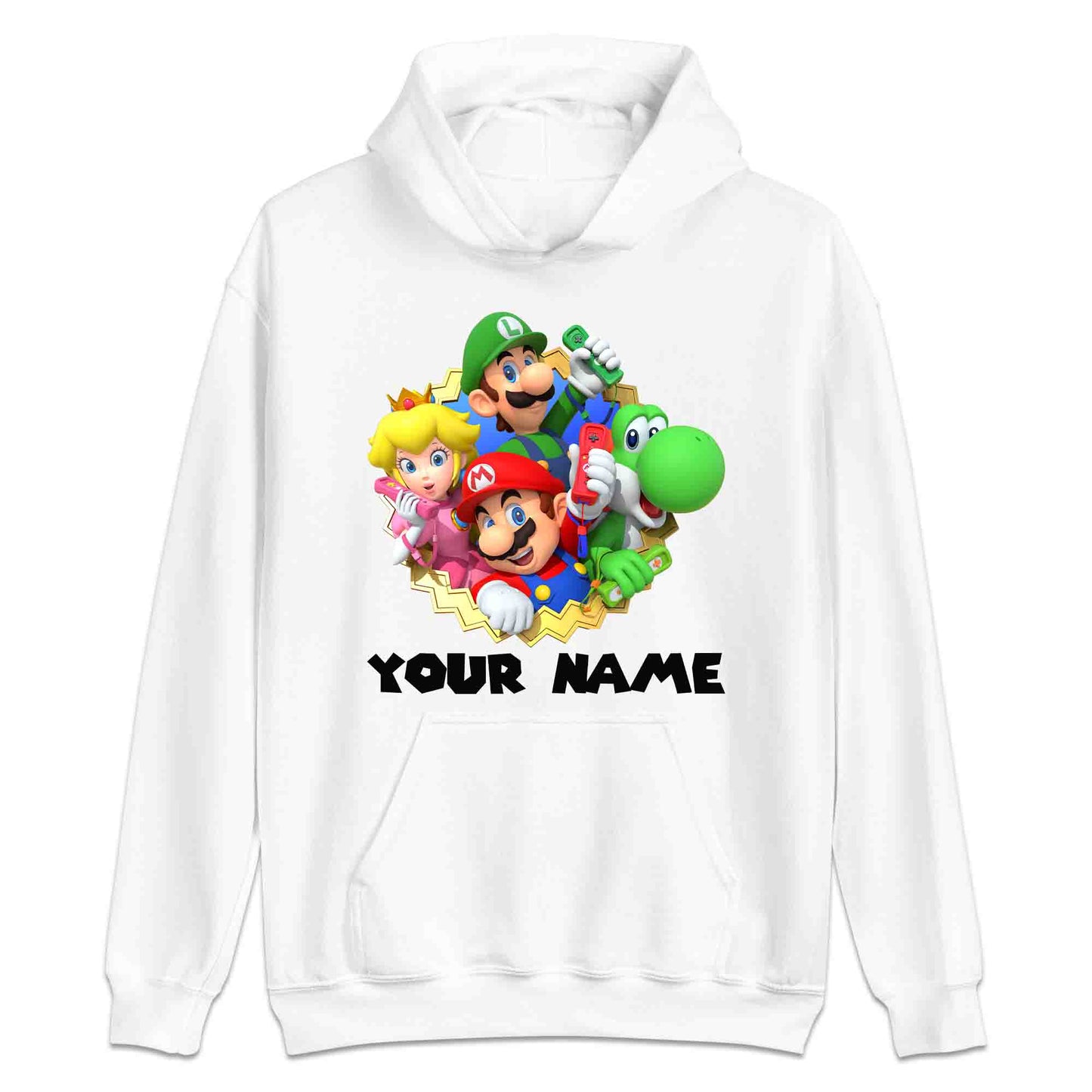 Personalised Super Mario Bros T-Shirt | Nintendo Gamer Jumper | Mario, Luigi, Yoshi, Bowser & Toad Hoodie | PRODUCT CODE: PER-CBNVSDUIER