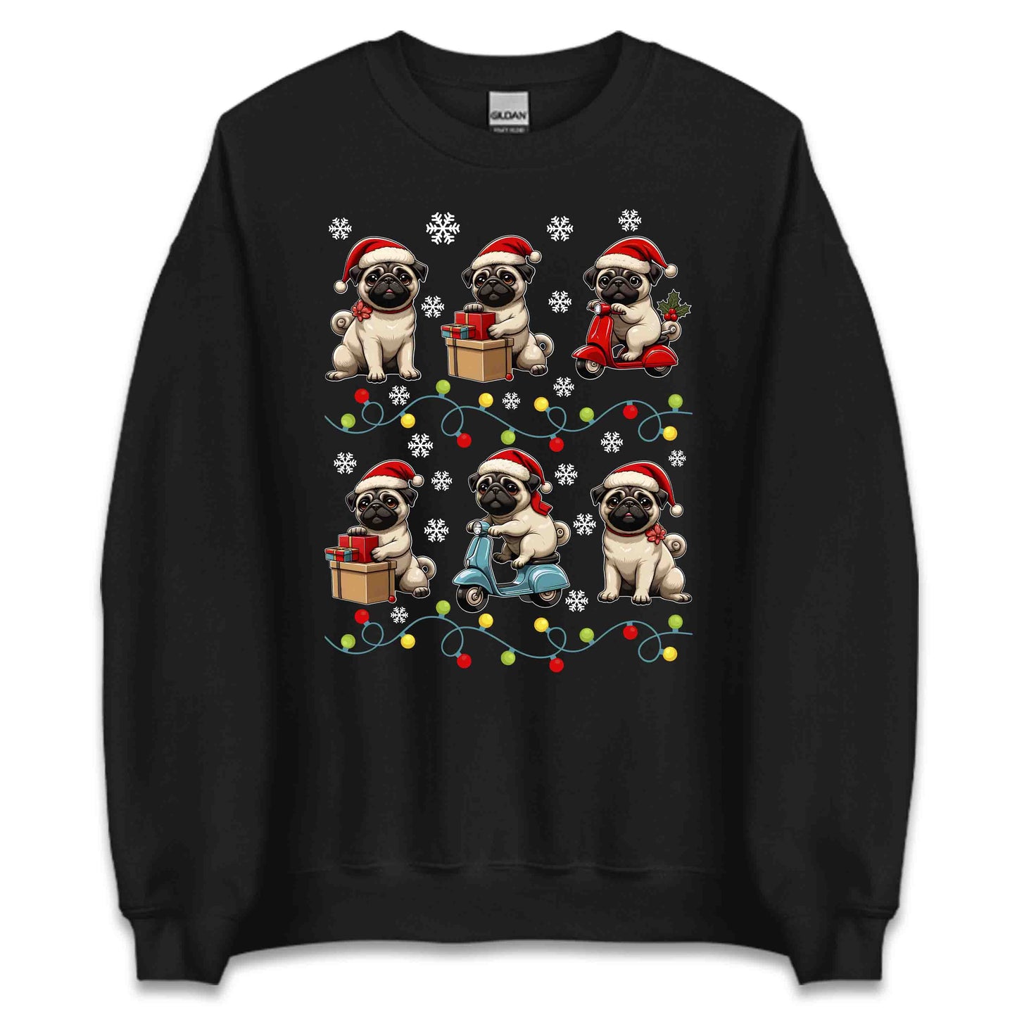Pugs Christmas Festive Pug Dog Riding Scooter Xmas | PRODUCT CODE: PGODSCTREXMS