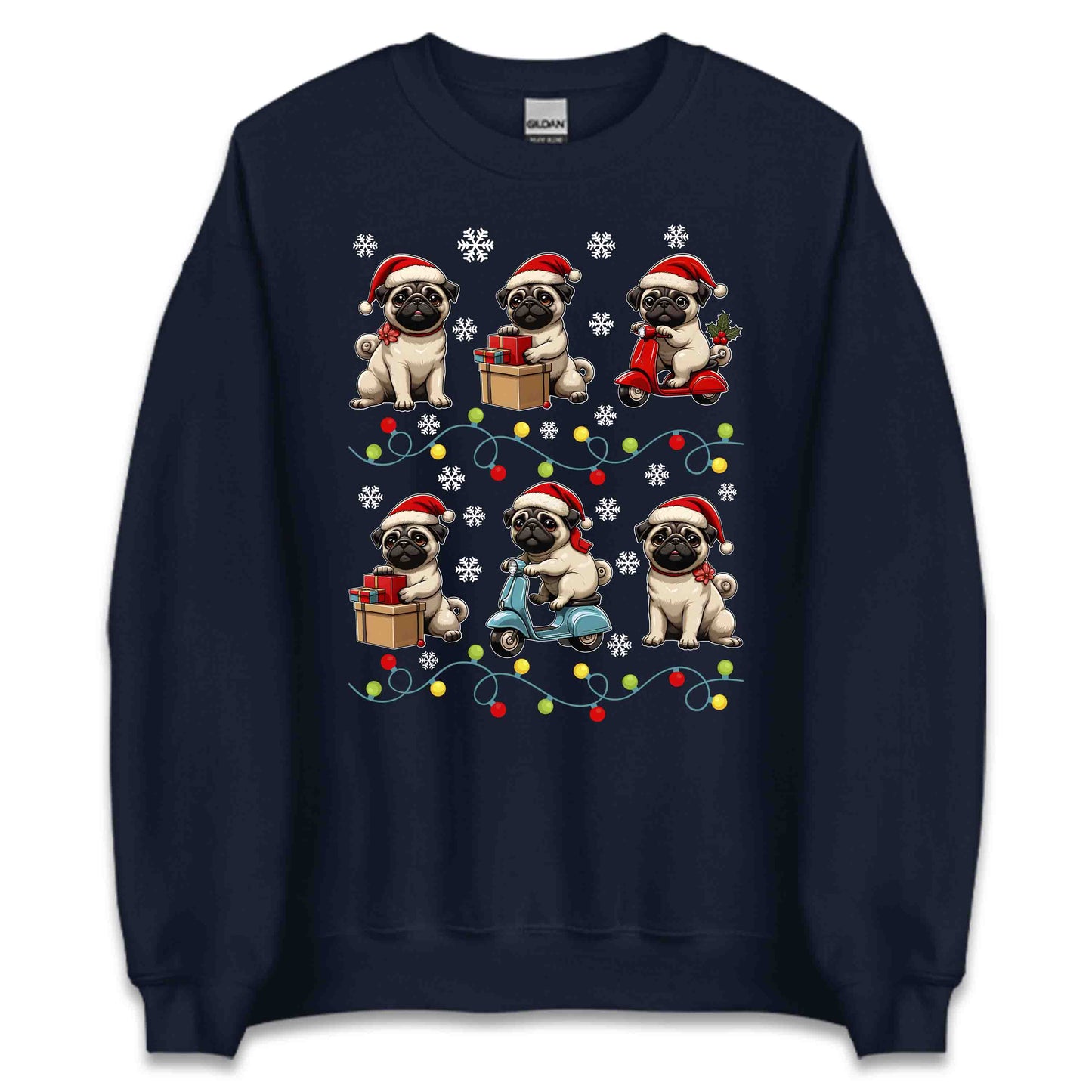 Pugs Christmas Festive Pug Dog Riding Scooter Xmas | PRODUCT CODE: PGODSCTREXMS