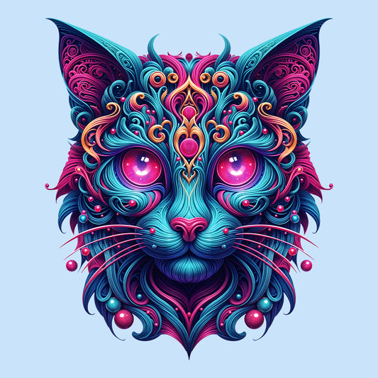 Psychedelic Cat Trippy Neon Kitty Artistic Cosmic Feline Art Mystical Fantasy Animal | PRODUCT CODE: PHDLCTAPYNOY