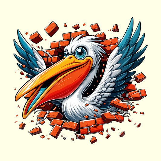 Pelican Breaking Through Wall 3D Realistic Pelican | PRODUCT CODE: PLCNABRKWLCOS