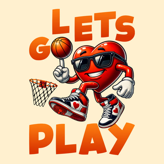 Playful Basketball Heart Let's Go Play Basketball Epic Sports | PRODUCT CODE: PLFYBKASTHRA