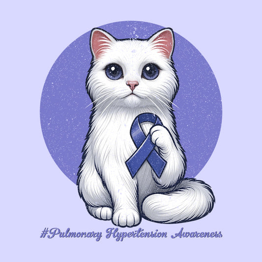 Pulmonary Hypertension Awareness Cat Holding Purple Ribbon | PRODUCT CODE: PLHPRTNSAW