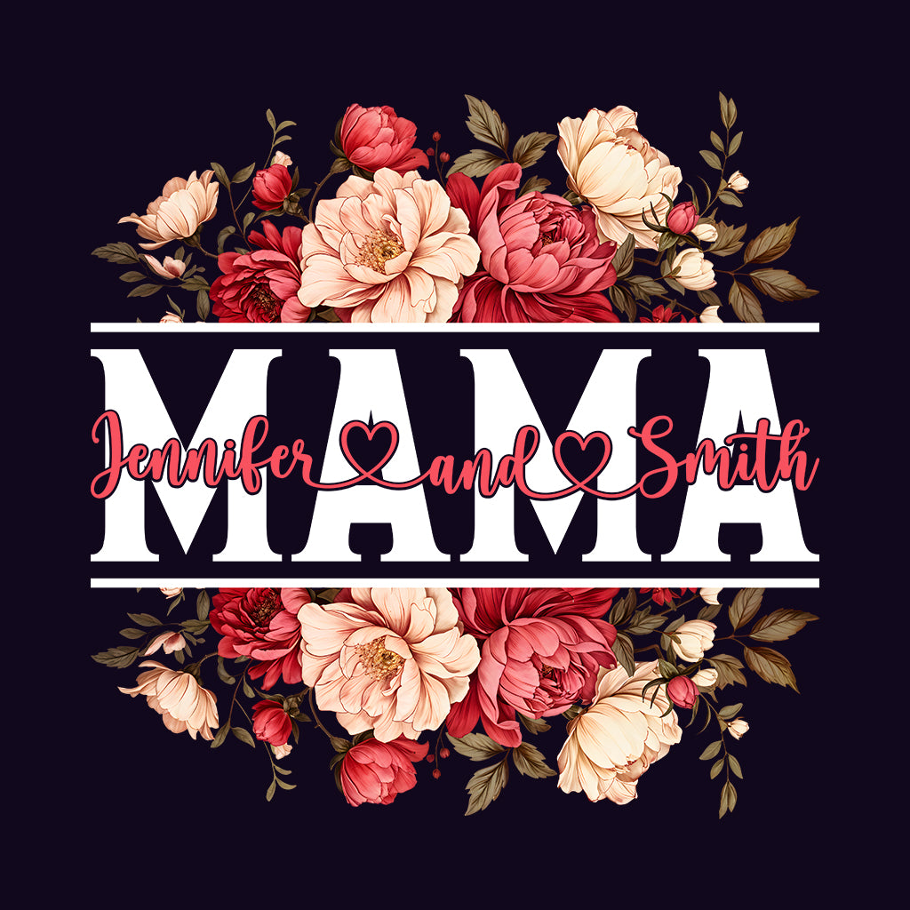 Personalized Floral Mama Custom Family Names with Elegant Flower Happy Mother’s Day | PRODUCT CODE: PRSLDFOMAHPYC