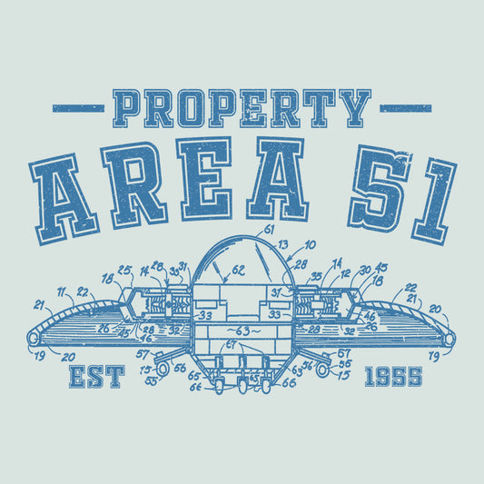 Property of Area 51 UFO Flying Saucer Blueprint Alien Enthusiast | PRODUCT CODE: PRTFREUFBL