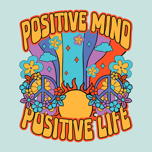 Retro Groovy Vibes Positive Mind Positive Life | PRODUCT CODE: PSTVMNDPLFE