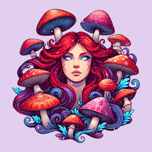 Psychedelic Mystical Woman Mushrooms Shroom Lover | PRODUCT CODE: PSYDLCMYWS