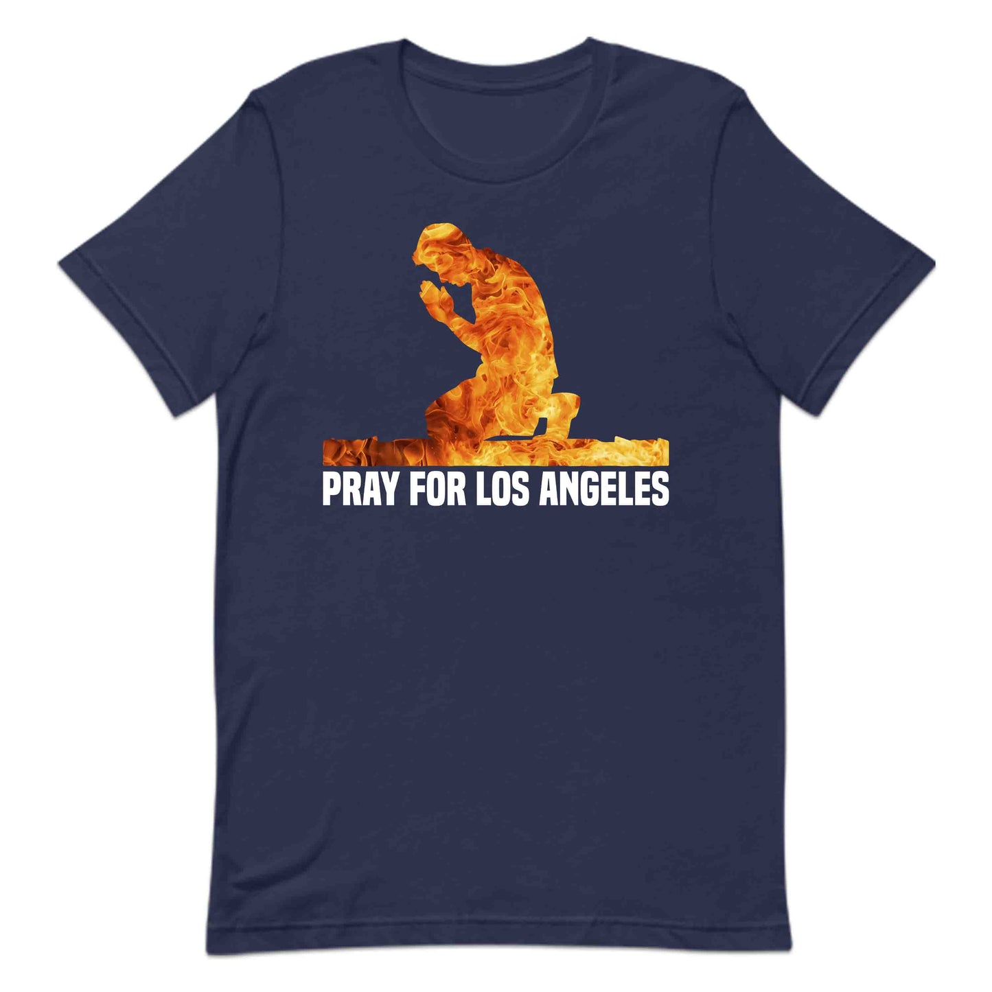 Pray for Los Angeles Flaming Kneeling Figure Pray For LA Fire Relief | PRODUCT CODE: PYRAFOLSNGLA