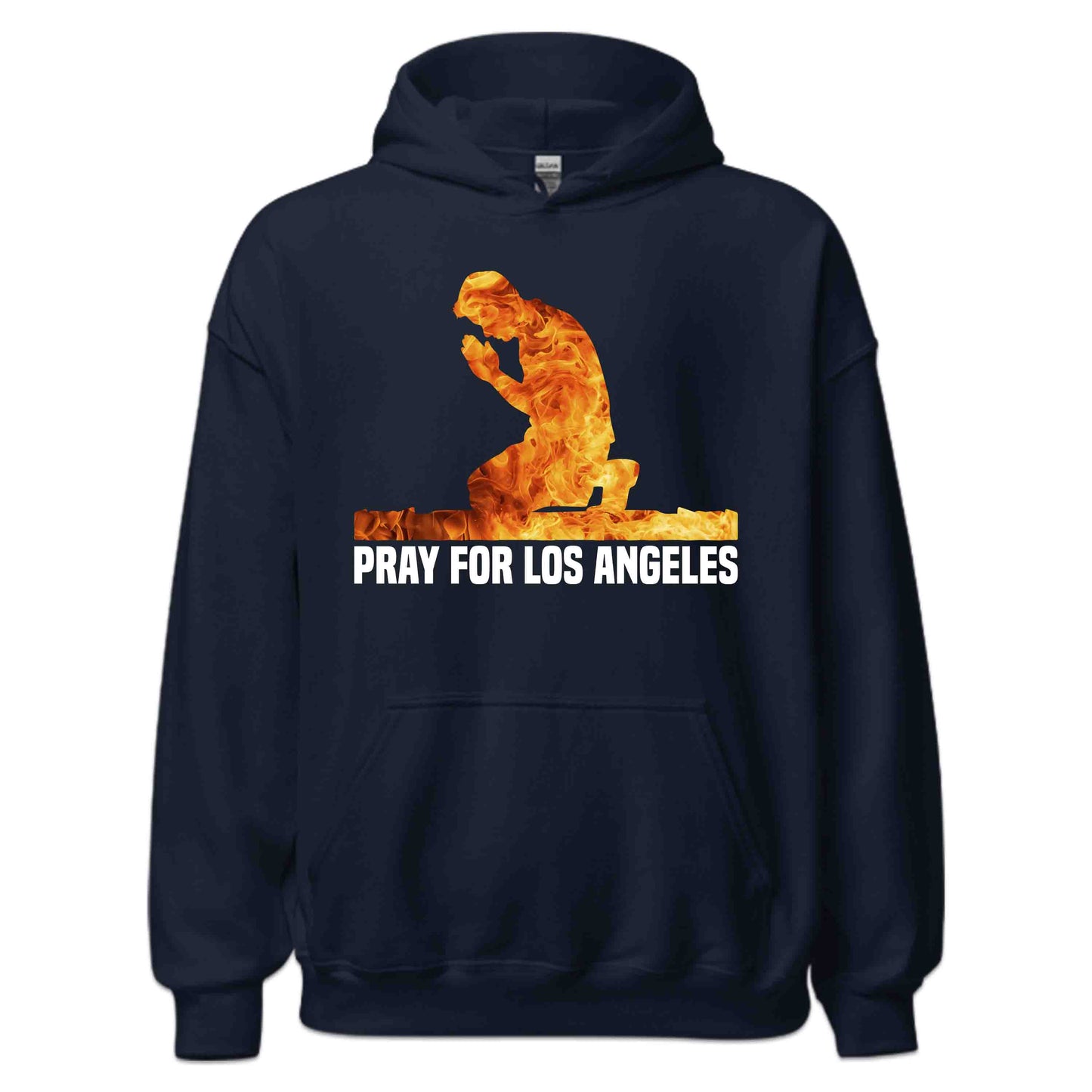 Pray for Los Angeles Flaming Kneeling Figure Pray For LA Fire Relief | PRODUCT CODE: PYRAFOLSNGLA