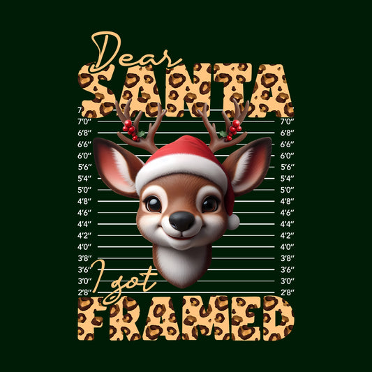 Christmas Reindeer Dear Santa I Got Framed Funny Xmas Mugshot | PRODUCT CODE: RBDESAFKRNM