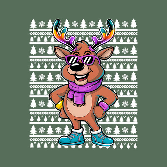 Christmas Rainbow Antlers Reindeer With Sunglasses Festive Xmas | PRODUCT CODE: RBNWATLNCH