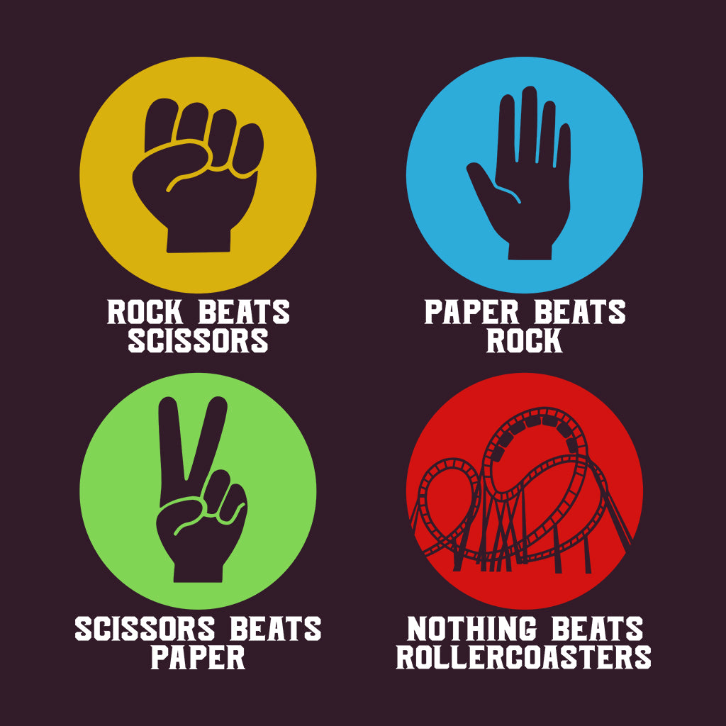 Rock Paper Scissors Nothing Beats Roller Coasters Retro Amusement Park | PRODUCT CODE: RCKPRSCNTH