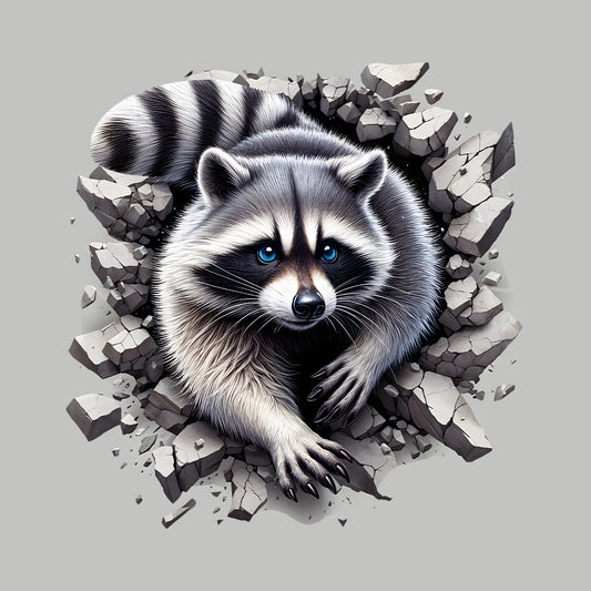 Raccoon Breaking Through Wall 3D Realistic Raccoon | PRODUCT CODE: RCNOBRKFRTEX