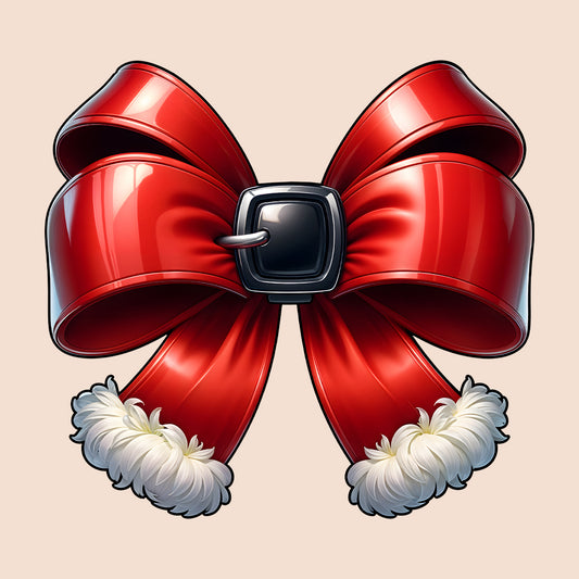 Christmas Coquette Bow Xmas Red Santa Belt Bow | PRODUCT CODE: RDECHRWONWB