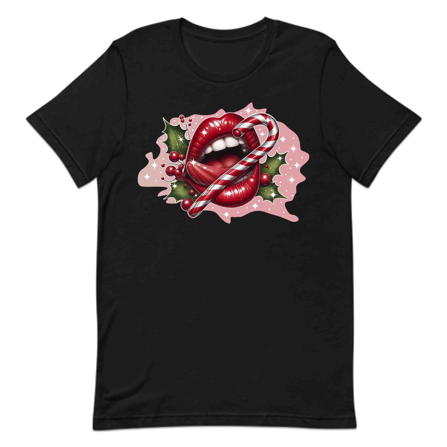 Red Glossy Lips Christmas Candy Cane Sleek & Sexy Xmas | PRODUCT CODE: RDGLPSCHMTS