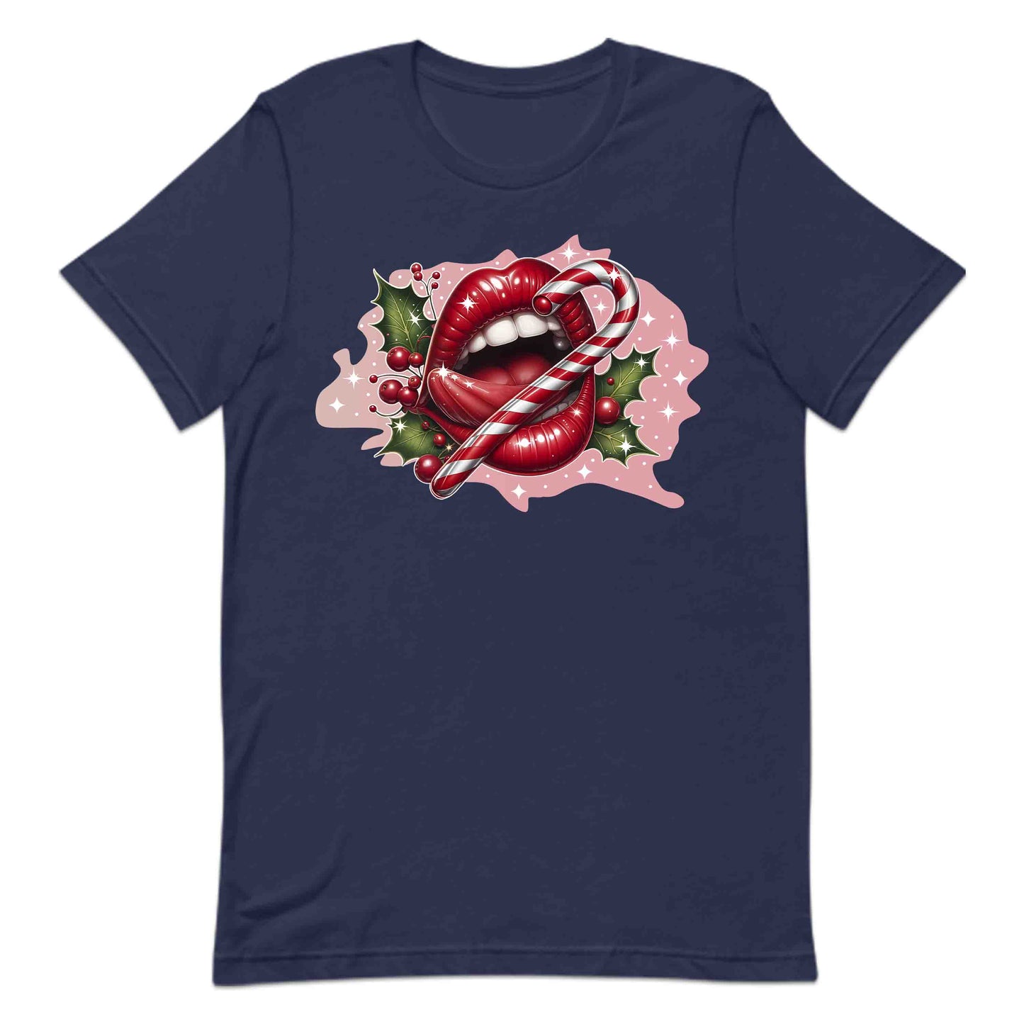 Red Glossy Lips Christmas Candy Cane Sleek & Sexy Xmas | PRODUCT CODE: RDGLPSCHMTS