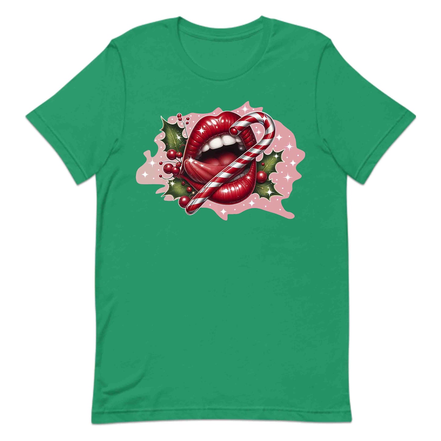 Red Glossy Lips Christmas Candy Cane Sleek & Sexy Xmas | PRODUCT CODE: RDGLPSCHMTS