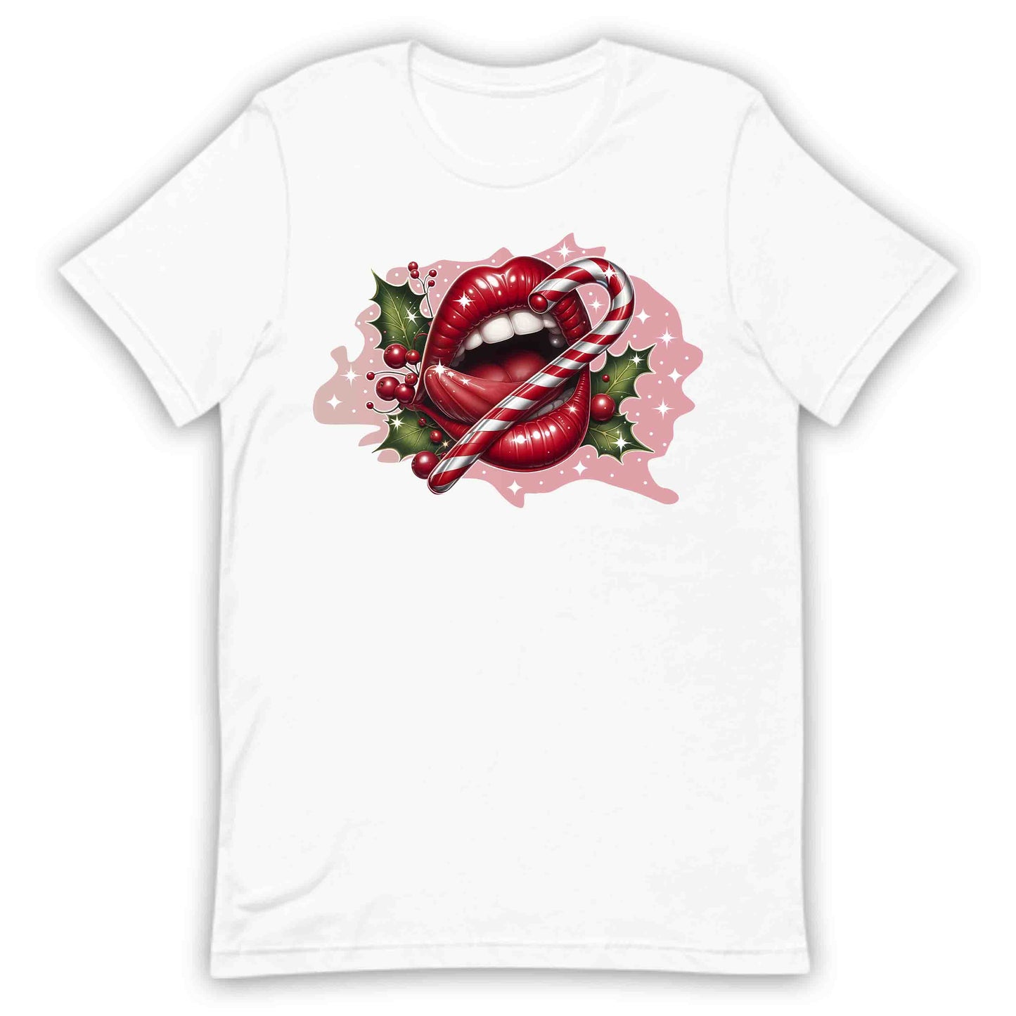 Red Glossy Lips Christmas Candy Cane Sleek & Sexy Xmas | PRODUCT CODE: RDGLPSCHMTS