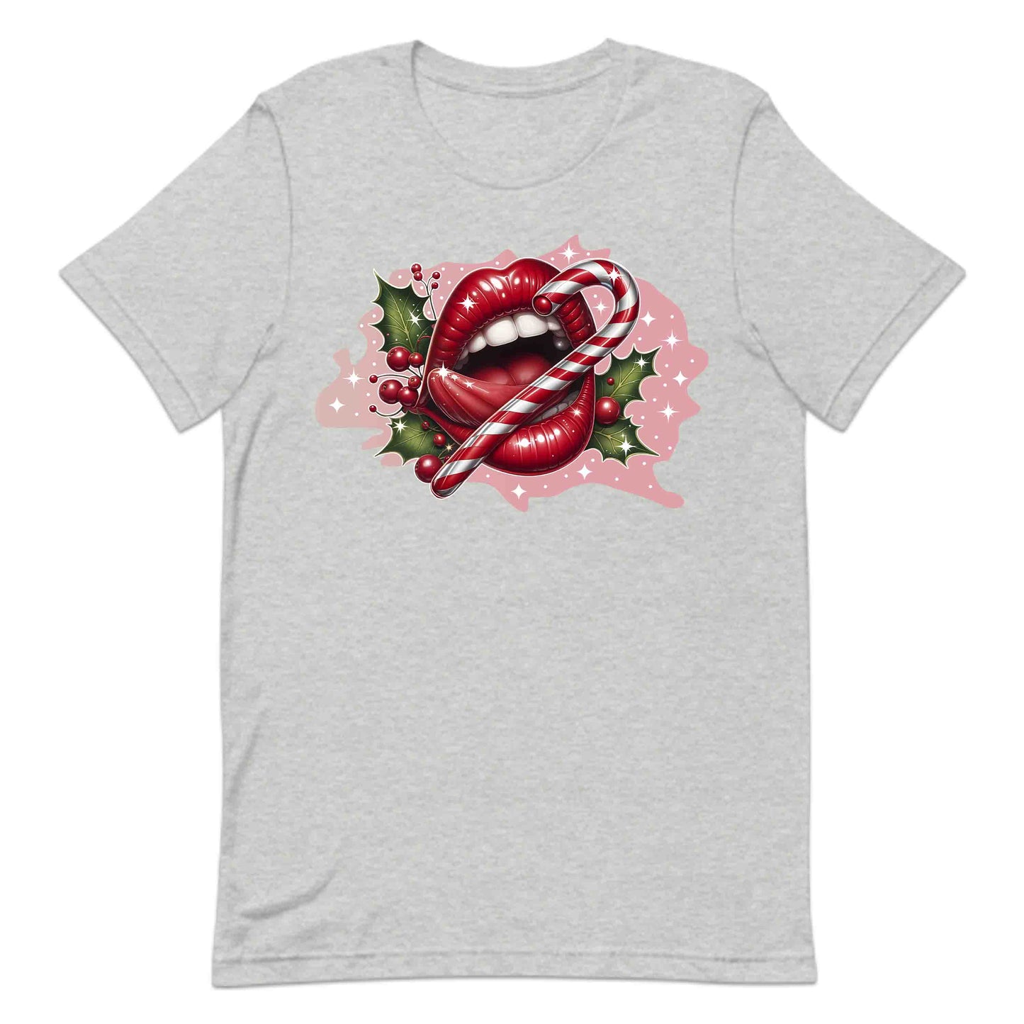 Red Glossy Lips Christmas Candy Cane Sleek & Sexy Xmas | PRODUCT CODE: RDGLPSCHMTS