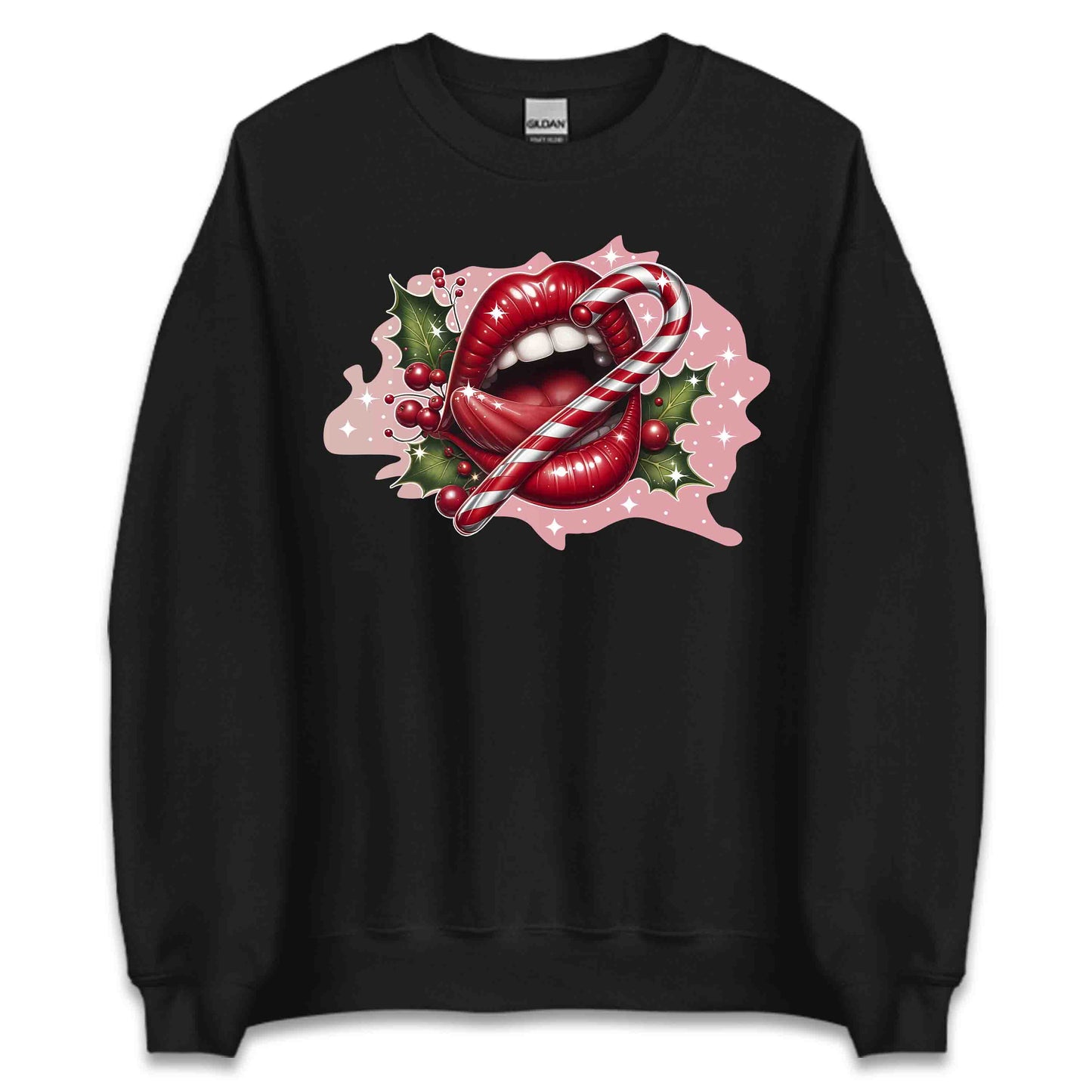 Red Glossy Lips Christmas Candy Cane Sleek & Sexy Xmas | PRODUCT CODE: RDGLPSCHMTS